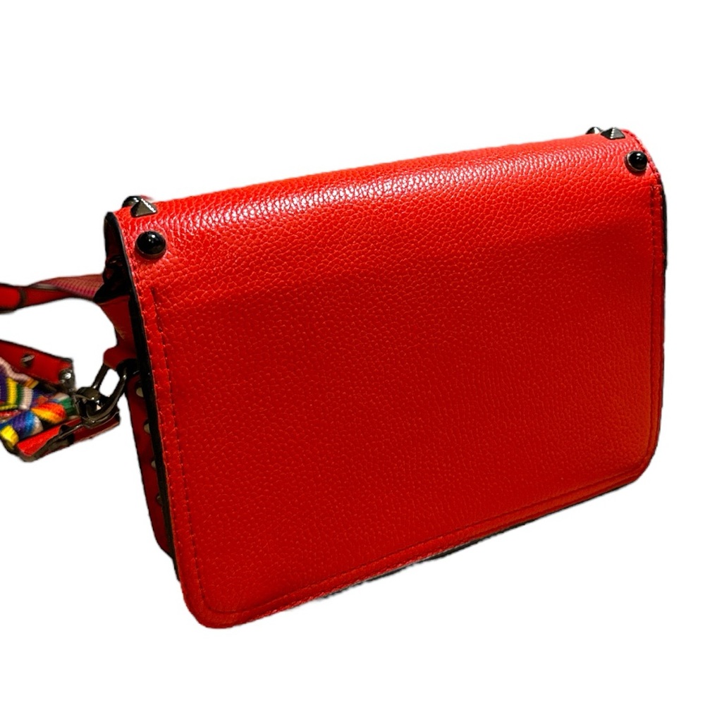 Vegan Leather Studded Crossbody Vibrant Coral shade with 2 Straps - Picture 4 of 8